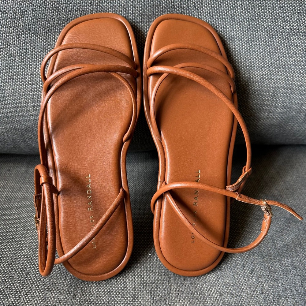Loeffler Randall Noor Women Brown Leather Strappy Flat Sandals Size 6.5